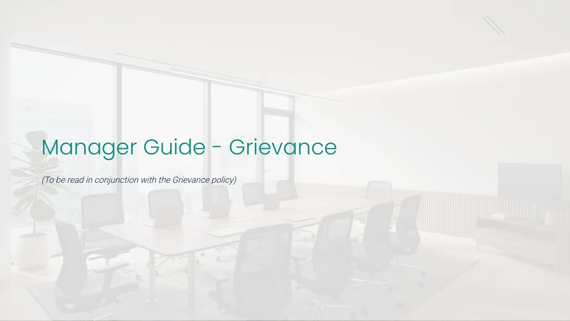 First-page preview of the Employee Passport manager’s guide to grievance.