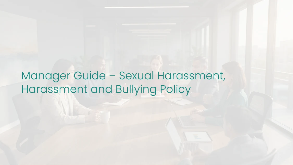 First-page preview of the Employee Passport manager’s guide to sexual harassment, harassment and bullying.