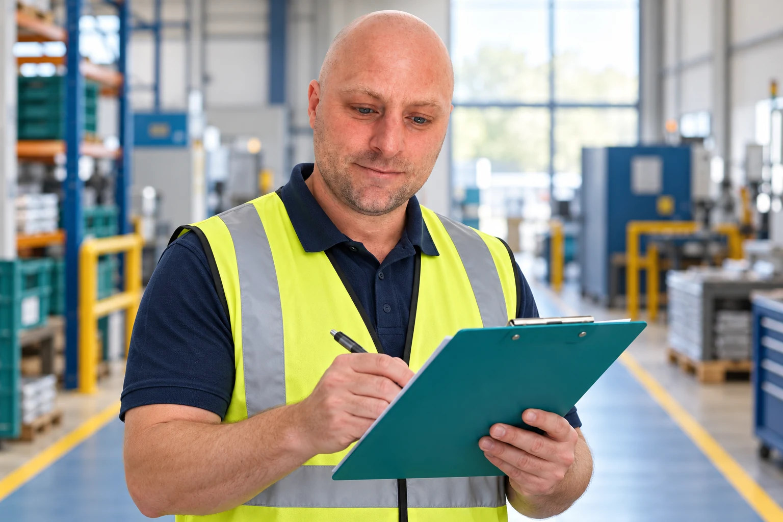 Alan reviewing a workshop checklist as part of Employee Passport’s outsourced Health and Safety support.
