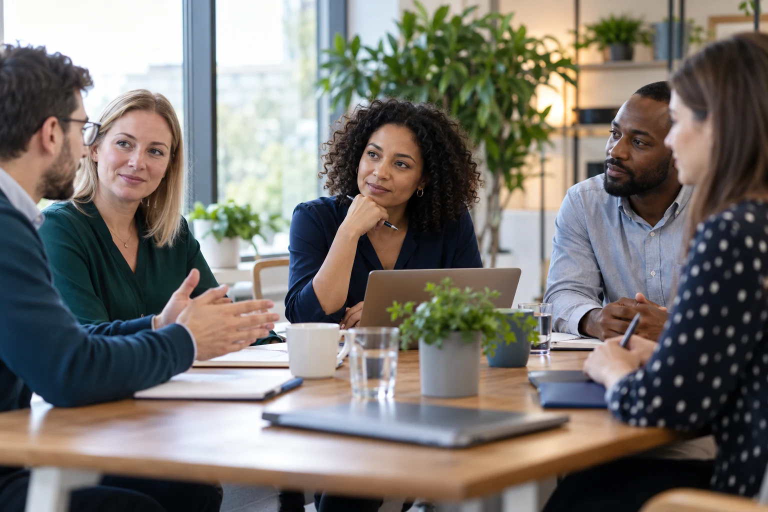 Colleagues taking part in a respectful workplace training discussion
