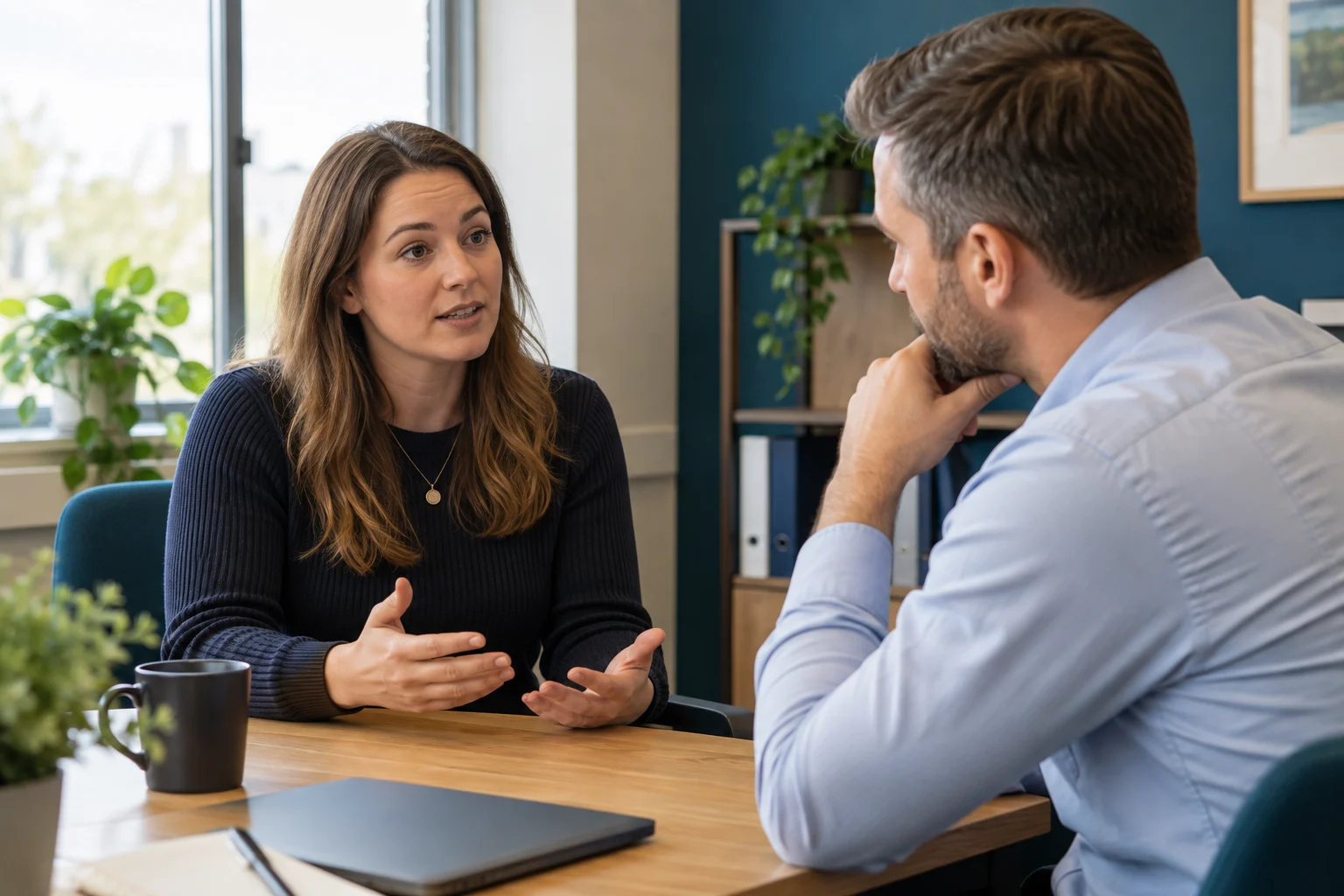 An employee raising a workplace concern in a private conversation