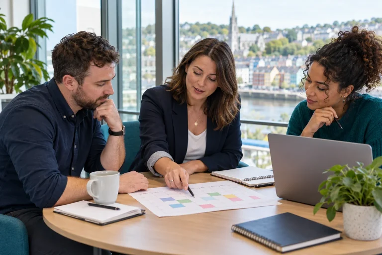 Colleagues planning annual leave and holiday cover in an Irish office