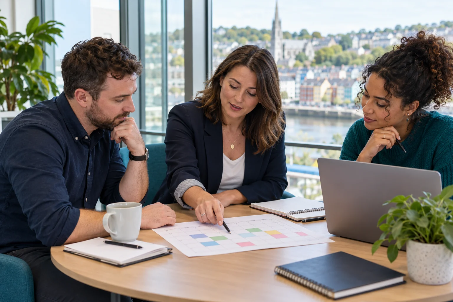 Colleagues planning annual leave and holiday cover in an Irish office