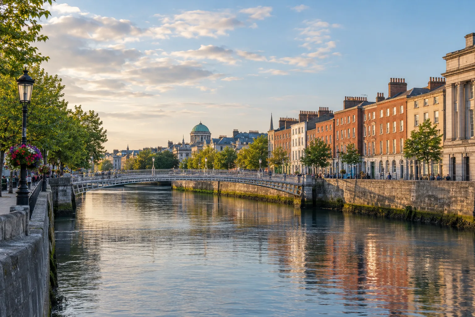 Regional illustration of Dublin and the River Liffey in the Republic of Ireland